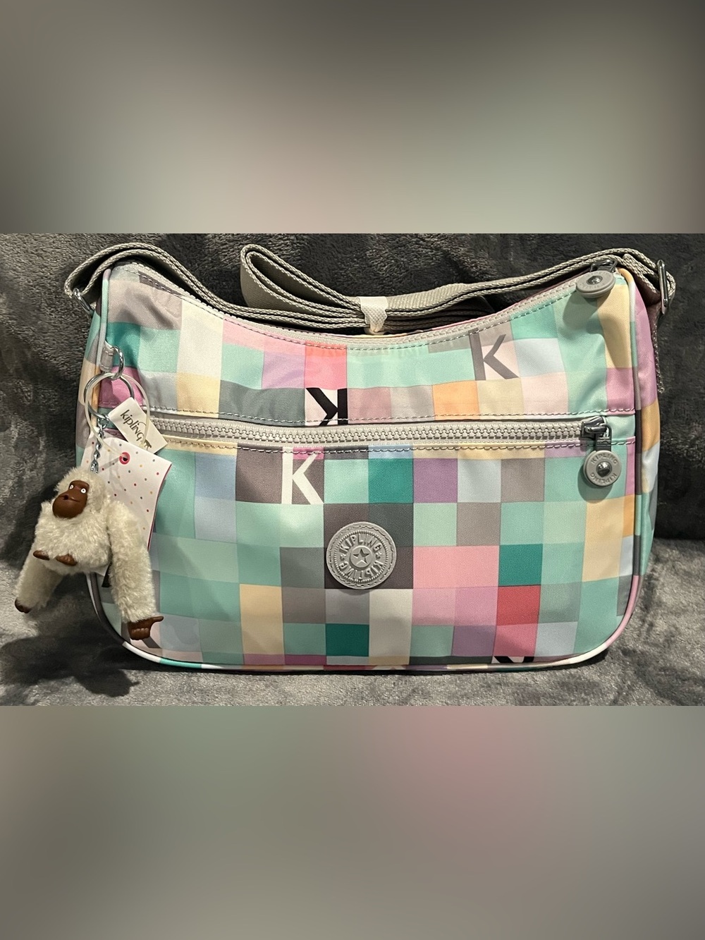Kipling Pastel Mosaic Shoulder Bag - Mint, Pink, Lilac, Teal NWT MSRP $99